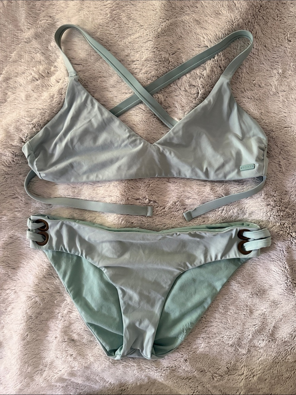 Roxy Women's Seafoam Green Crossback Bikini Set